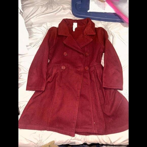 Just Kids USA Little Girl's Dress Coat Long Outwear Size 8 Burgundy New Peacoat - Picture 1 of 4